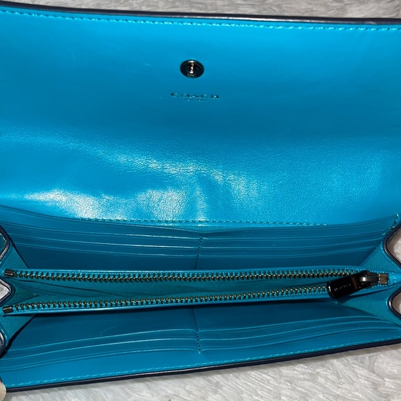 Coach Swagger 27 Turquoise Satchel Crossbody Purse Shoulder Bag & Wallet Set - Picture 16 of 17